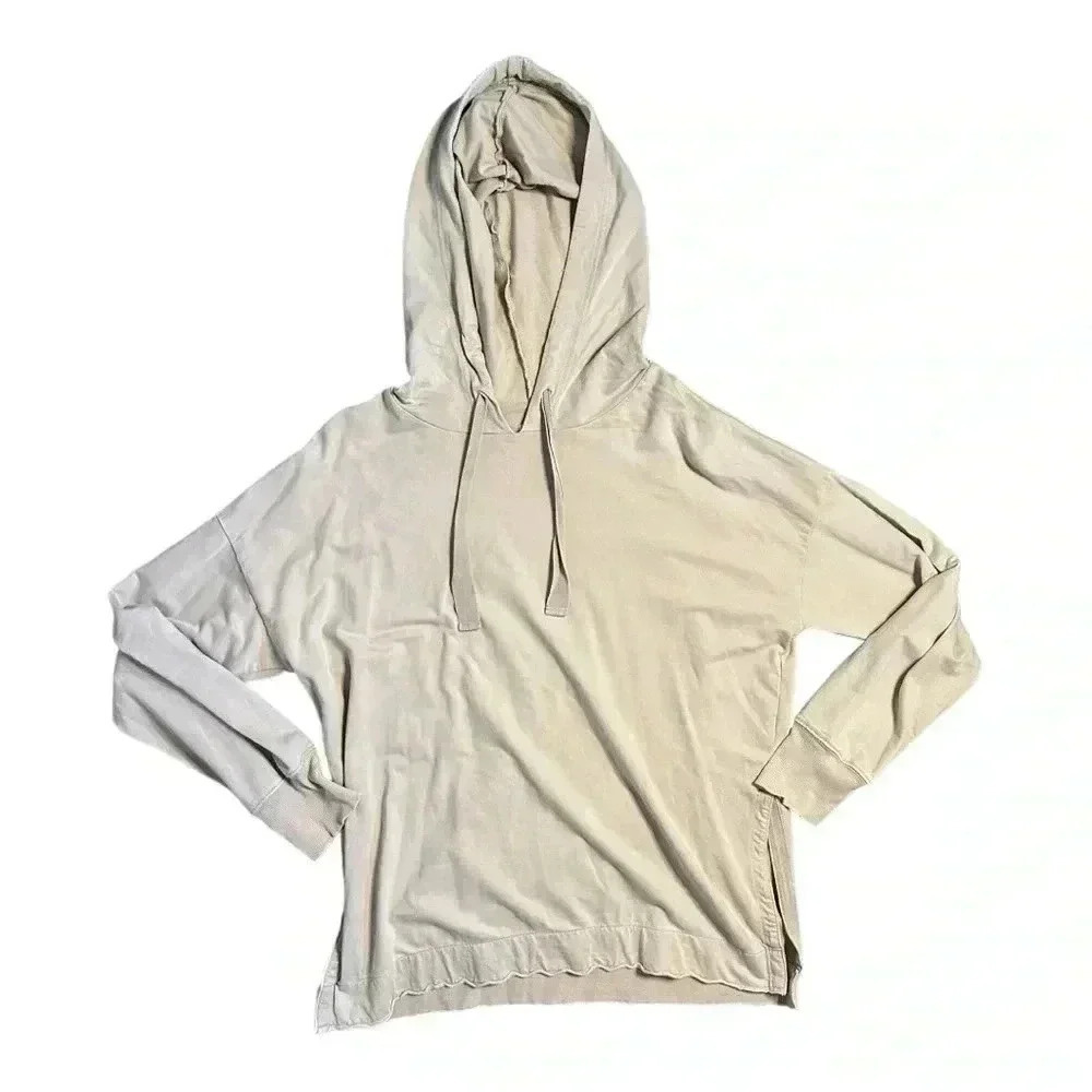 Aerie Oversized Hoodie Sweatshirt Tan Wide Drawstring Relaxed Fit Comfy Size M